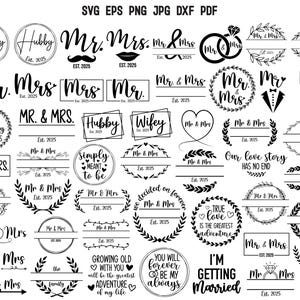 Mr Mrs 2025 SVG | Wedding SVG | Wedding Split Monogram | Wedding Decor | Groom Bride SVG | Hand Lettered Mr Mrs Svg | Marriage Svg | Cricut