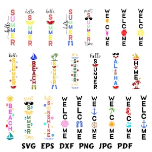Paquete de porche de verano Svg Hola porche de verano Svg Señal de bienvenida Porche Svg Porche Leaner Svg Porche de bienvenida Svg Signo vertical Svg Paquete de verano svG