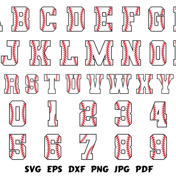 Baseball Font Svg Baseball Letters Svg Baseball Alphabet Svg Baseball Numbers Svg Sport Font Svg Baseball SVG Vector Cut File Cricut PNG DXF