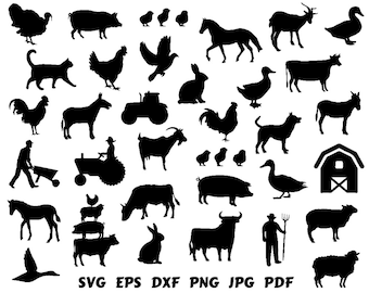 Zwierzę gospodarskie Svg | Pakiet Farm Svg | Zwierzę Svg | Sylwetka zwierzęcia gospodarskiego | Życie na farmie Svg | Dom na farmie Svg | Zwierzę gospodarskie Cricut | Wektor zwierząt