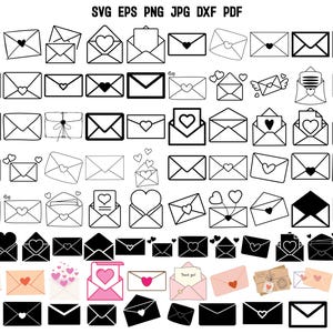Sobre SVG / Silueta de sobre / Correo SVG / Clipart de sobre / Svg de San Valentín / Svg de amor / Svg de corazón / Diseño de sobre / Archivo de corte Cricut