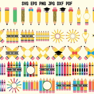 Pencil SVG | Crayon SVG | Teacher SVG | School Monogram | Pencil Monogram | Pencil Design | Pencil Clipart | Back to school Svg | T shirt