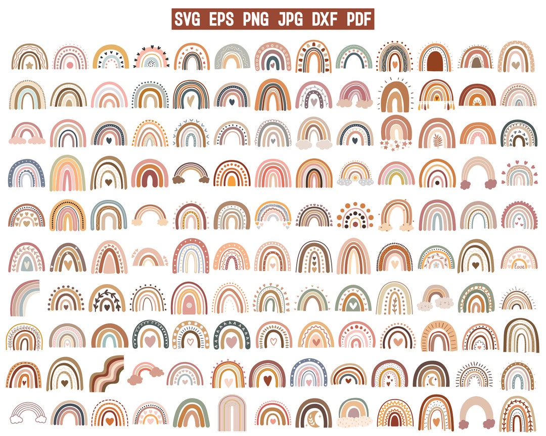 130 Boho Rainbow SVG | Rainbow SVG | Cute Rainbow SVG | Clipart ...