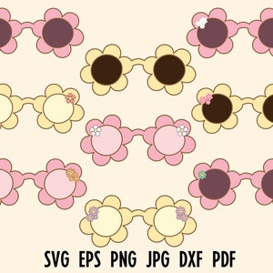 Hippie Glasses SVG Boho Hippie PNG Sublimation Sunglasses Svg Beach Svg Retro Summer Svg Daisy Flower Svg Summer T shirt Clipart Cricut Dxf