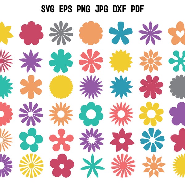 Flower SVG | Gardening Flower SVG | Boho Flower SVG Cut File | Daisy Svg | Retro Flower Svg | Cricut | Clipart | Silhouette | Stencil Print