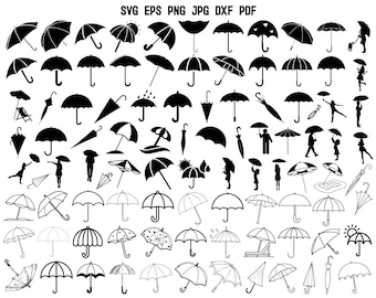 Silueta de paraguas / Paraguas SVG / Archivo de corte de paraguas / Clipart / Paraguas Cricut / Lluvia SVG / Sublimación de paraguas / Diseño de paraguas Svg