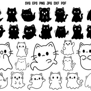 Halloween Cat SVG | Cute ghost cat SVG | Cute Halloween Svg | Cat Cut File | Silhouette | Clipart | Cricut | Spooky Svg | Black Cat Design