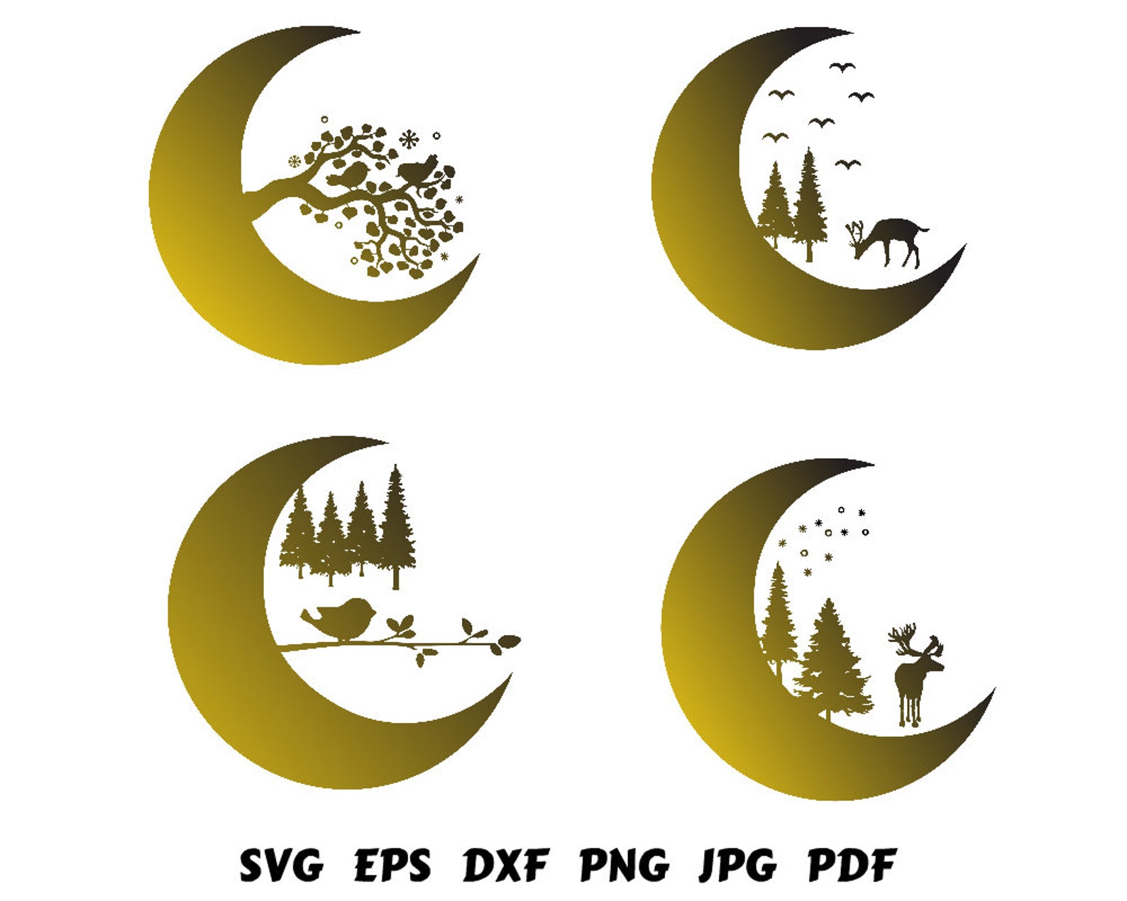 Mond Svg Wald Svg Animal Svg Mond Plotterdatei Mond Silhouette Mond