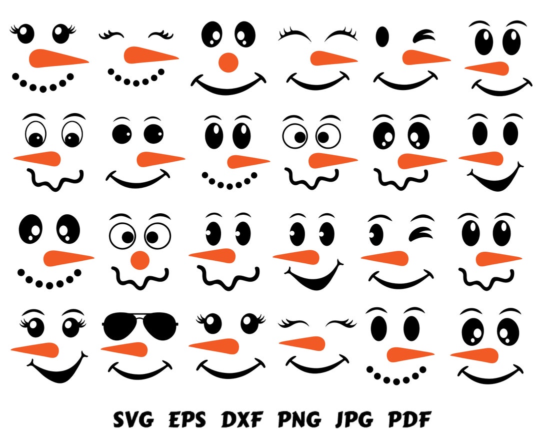 Snowman Faces Svg Snowman Svg Snowman Clipart Christmas Svg Snowman Cut  File Snowman Cricut Christmas Cut File Cricut Printable Snowman PNG - Etsy