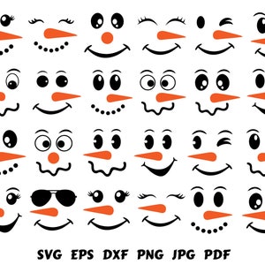 Snowman Faces Svg Snowman Svg Snowman Clipart Christmas Svg Snowman Cut File Snowman Cricut Christmas Cut File Cricut Printable Snowman PNG