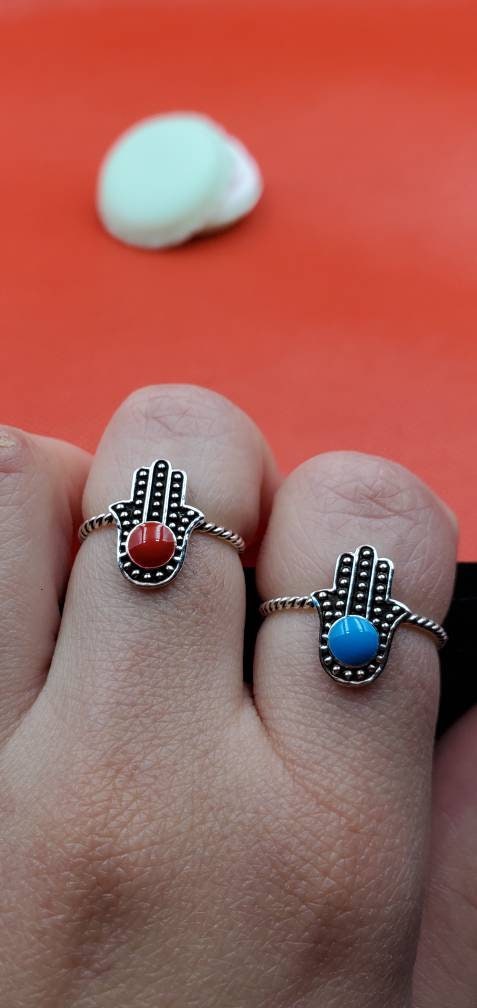 Princess Kylie Oxidized 925 Sterling Silver Hamsa Hand Stamp Ring Princess Kylie Oxidized 925 Sterling Silver Hamsa Hand Stamp Ring