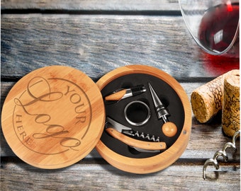 Engraved Wooden Custom Wine Accessories Gift Set | Personalized Wine Tool Set Housewarming Gift | Bamboo Wooden Wine Tool Set | Eco Friendly