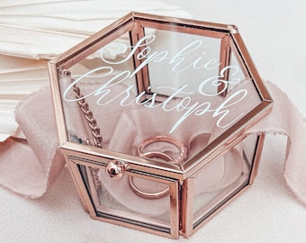 Ring box with chain, personalized | stylish ring box in rose gold | Sticker for ring box