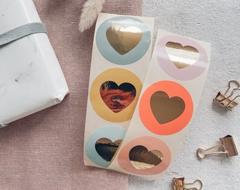 Gift sticker "Heart" multicolored with gold foil