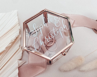 Ring box with chain, personalized | stylish ring box in rose gold | Stickers for ringbox