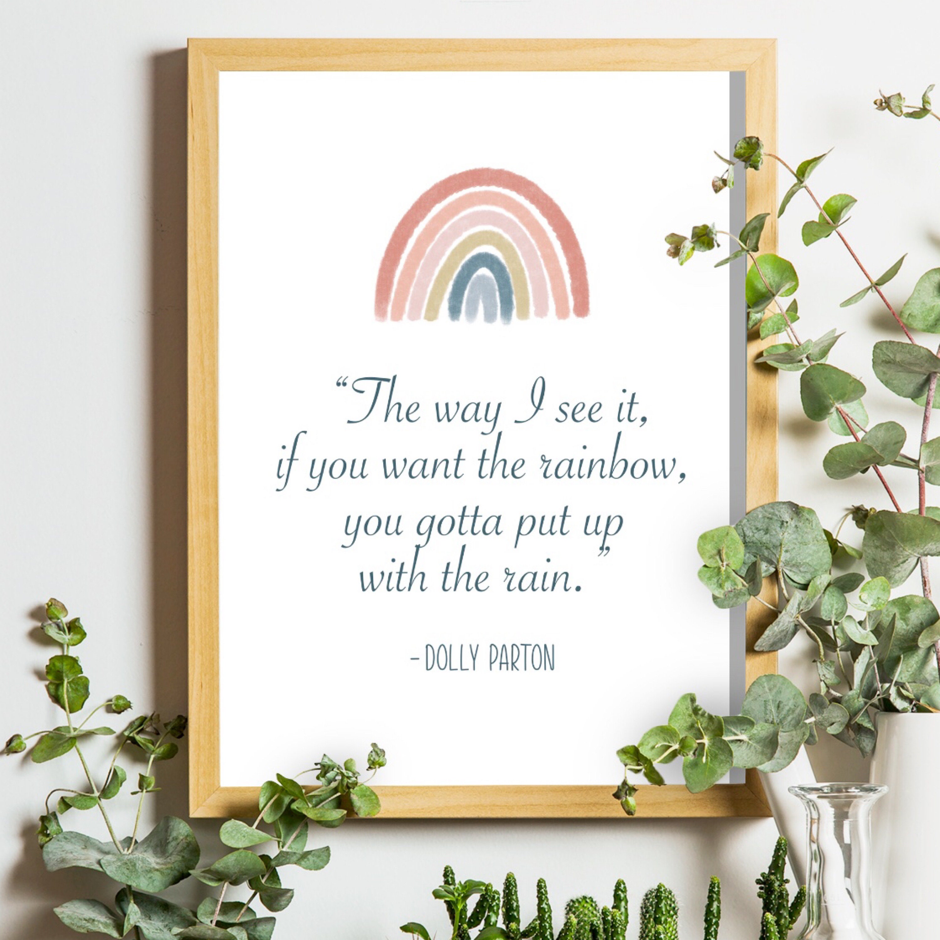 Dolly Parton Rainbow Quote Printable Wall Art Digital Etsy