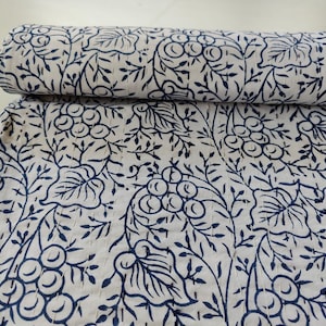 Blue floral Kantha Quilted Hand Block Print Kantha Quilt Block Print Kantha Bedspread Kantha Quilt Blanket Kantha Throw blue quilt bedding