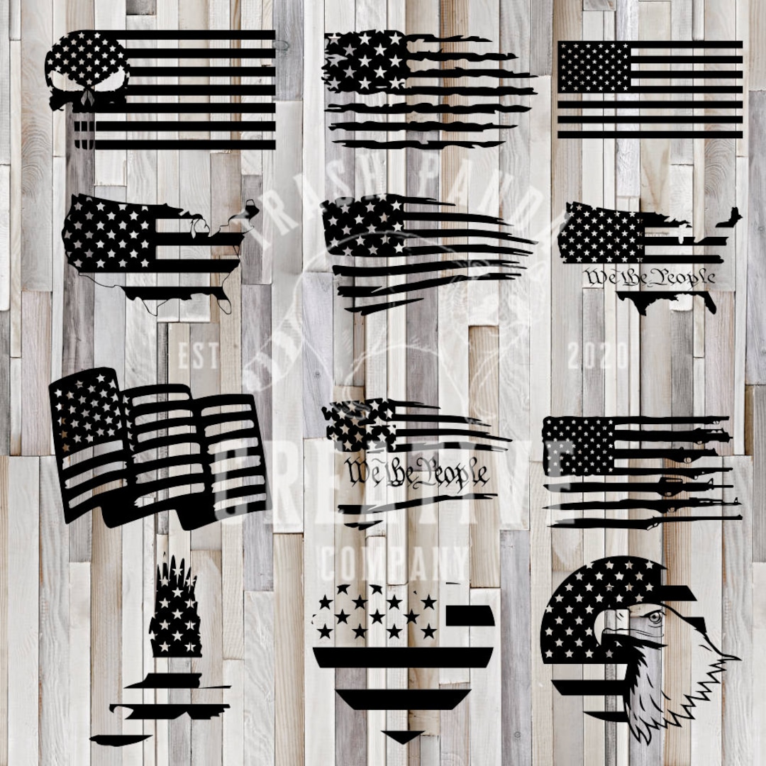 American Flag Vector Files 12 Different Designs Cricut Cut Etsy