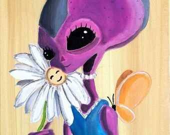 Alien avec marguerite Impression artistique