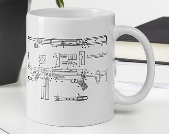 MP40 Blueprint Coffee Mug, MP40 Patent Coffee Mug
