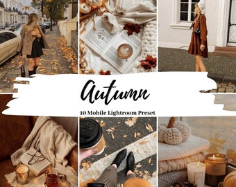 10 AUTUMN Lightroom Mobile Presets, Fall Presets Bundle, Lifestyle Presets