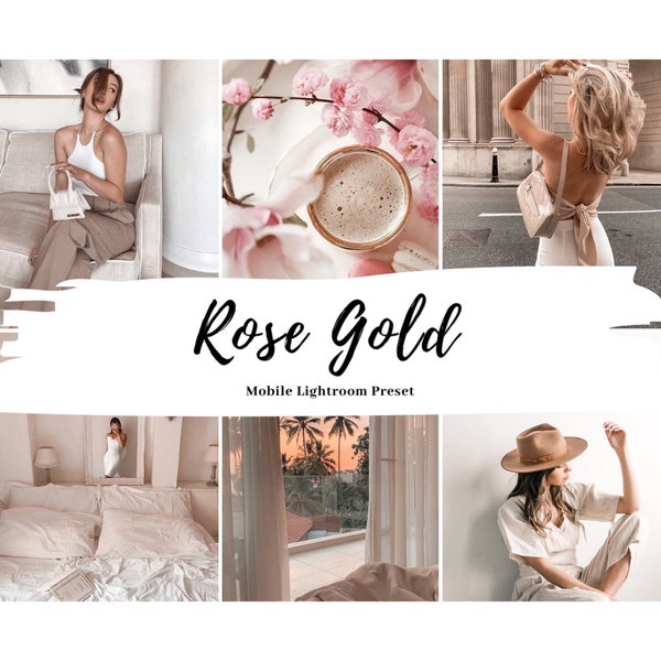 ROSE GOLD Lightroom Preset Mobile, Rose Preset, Instagram Filter,