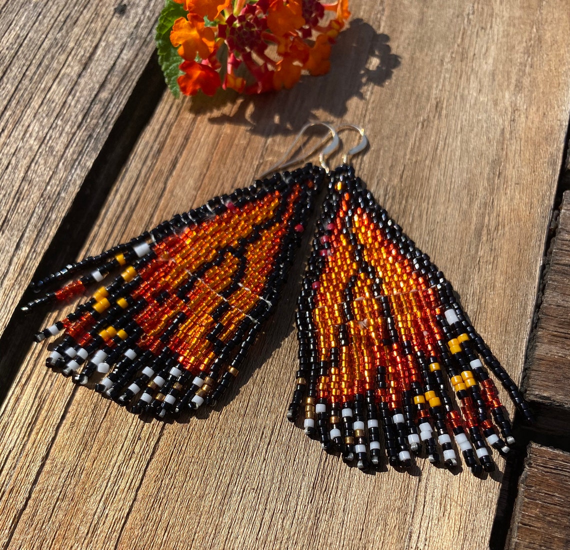 Monarch Butterfly Seed Bead Earrings Etsy