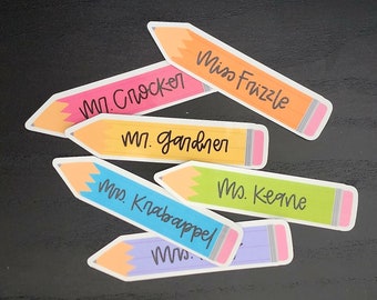 Custom Pencil Waterproof Sticker // Custom Classroom Teacher Gifts
