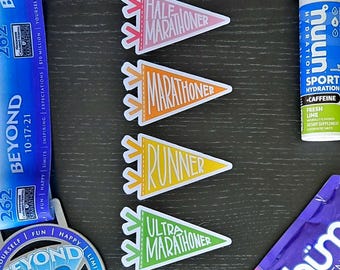 Runner Pennant Waterproof Sticker //  Runners Half Marathoners Marathoner Trail Marathoners Ultra Marathoners Half Fanatics Marathon Maniacs