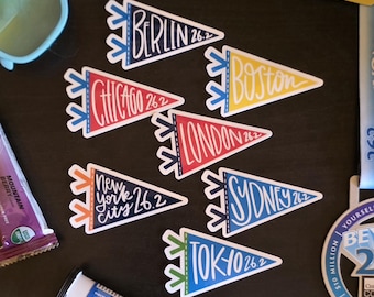 World Majors Race Pennant Waterproof Sticker //  Runners Marathoners Half Fanatics Marathon Maniacs Abbott World Marathon Marathon Majors