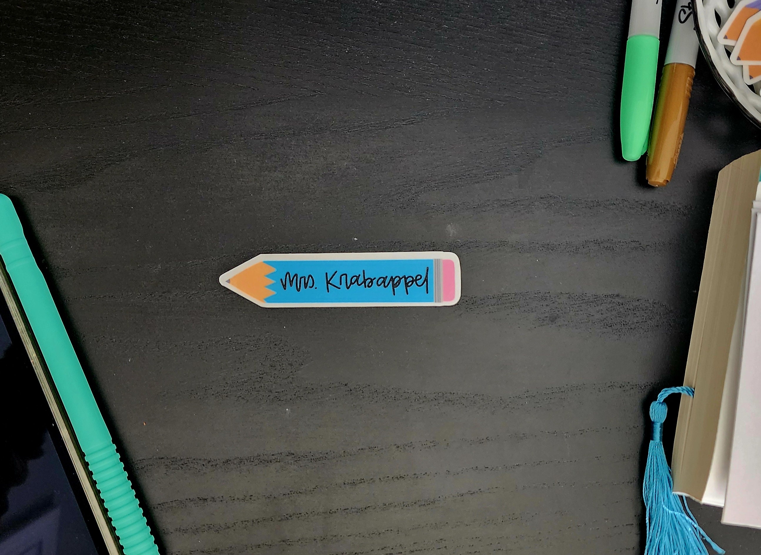Custom Pencil Waterproof Sticker // Custom Classroom Teacher Gifts - Etsy