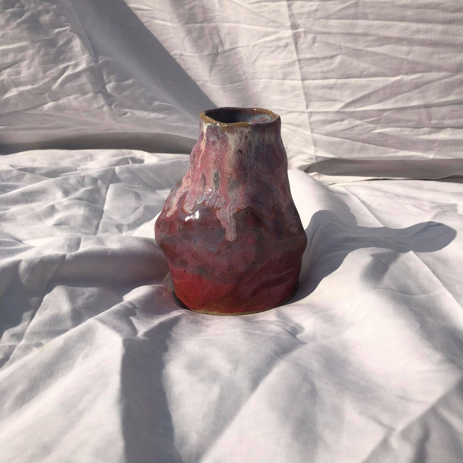 Vase en Céramique Grès Fait à La Main Dans de Crème Glacée Fondue