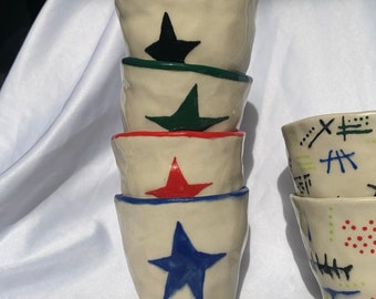 DISCOUNTED FOR FLAWS Star Cup, Handmade Stoneware Ceramic, Tableware