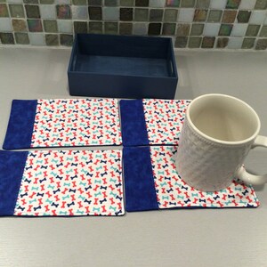 Set of four dog themed mug rugs with or without tray