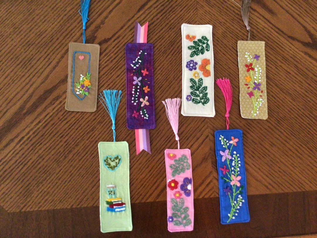 Hand Embroidered Bookmark - Etsy