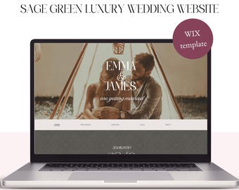 Romantic Sage Green Wix Wedding Website – Wix Wedding Website Template – Online RSVP Wix - Elegant and Romantic Wedding Website