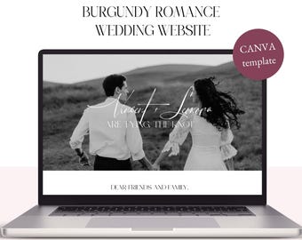 Editable Canva Wedding Website Template – Burgundy Old Money Wedding Website – Easy DIY Wedding Site for Couples – Instant Download