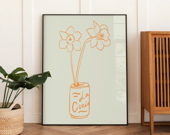 Flower-Digital Prints-Wall Art Print-Illustration Art-Downloadable Print-Kids Art Prints-Living Room Decor-Cute Wall Art-Bright Art