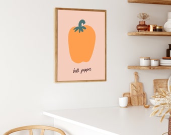 Bell Pepper-Digital Prints-Wall Art Print-Illustration Art-Downloadable Print-Kids Art Prints-Kitchen Decor-Cute Wall Art-Bright Art