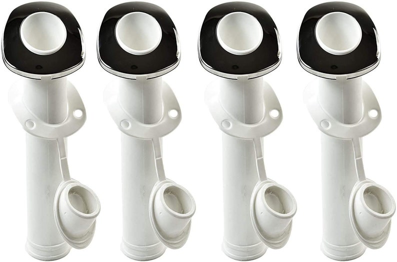 Marine City 30 Degree White Nylon Flush Mount Rod HolderU.V 4 Pcs Stabilized with Cap Cover and 316 Stainless Steel Gasket