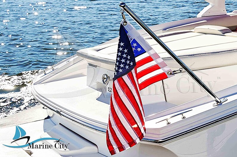 30-Inch 316 Stainless Steel Flag Pole For Boats & Yachts - Mirror Polished With Base