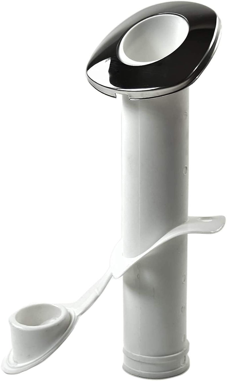 Marine City 30 Degree White Nylon Flush Mount Rod HolderU.V 4 Pcs Stabilized with Cap Cover and 316 Stainless Steel Gasket
