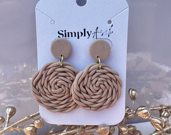 Woven Clay Earrings | Handmade polymer clay earrings | lightweight | boho earrings