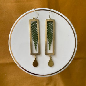 Fern rectangle earrings