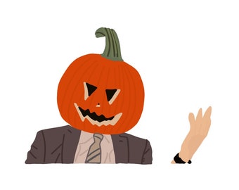 The Office Season 9 Dwight Pumpkin Head Drawing Art Etsy