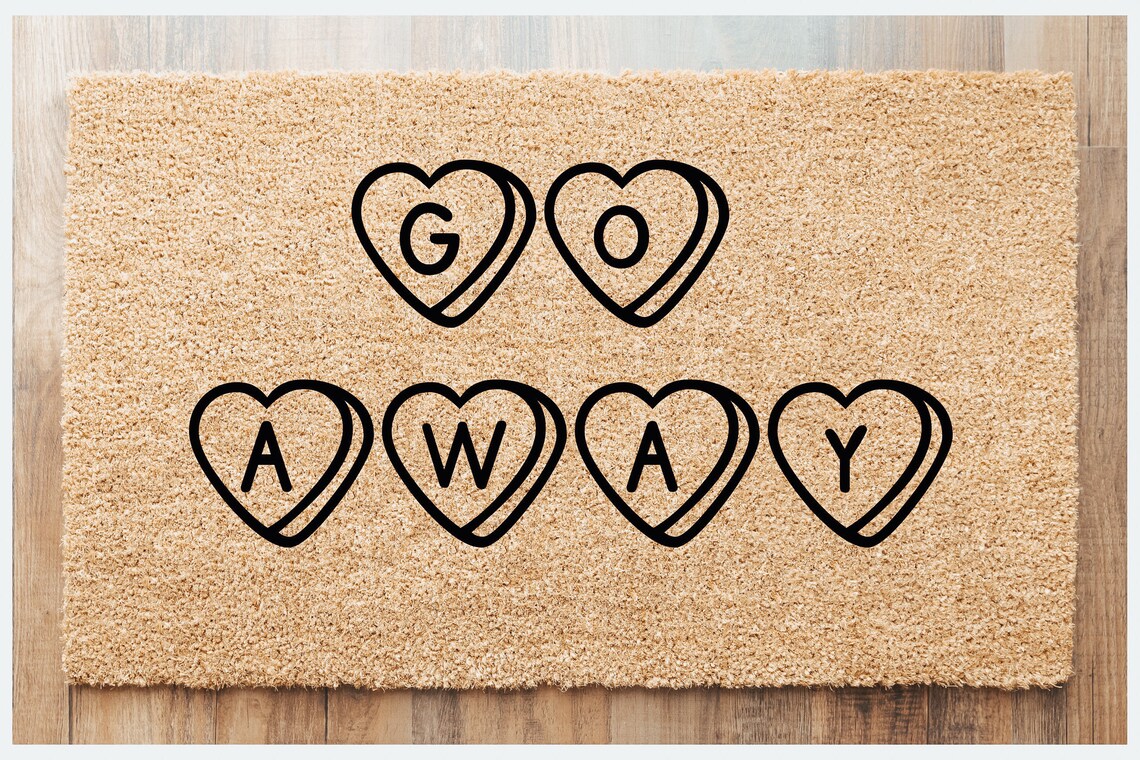 Go Away Flocked Doormat Valentines Day Doormat Etsy