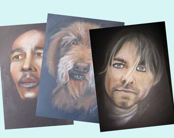 Pastel Portraits Of People & Pets, Hand-Drawn, A4 Size