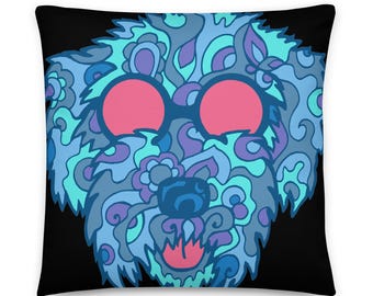 Cockapoo In Blues Pillow, 2 Sizes Available