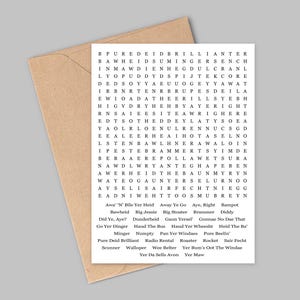 Recherche de mots Carte d'insultes et de dictons écossais, humour écossais, cadeau d'un expatrié, carte pour amateur de puzzles, 7 x 5 pouces, intérieur vierge pour votre message