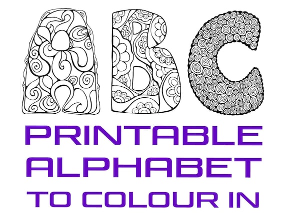 Printable ABC Funky Alphabet to Colour Fun Teaching Aid | Etsy